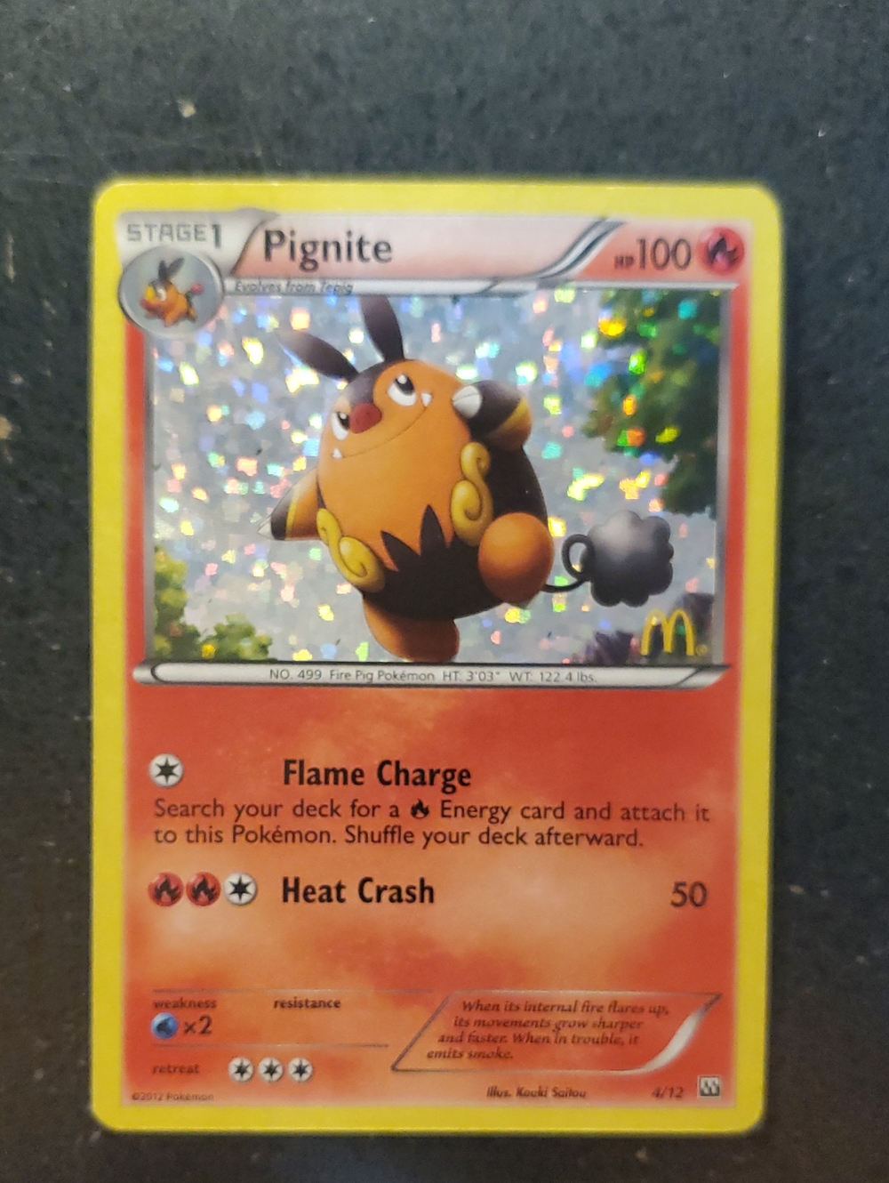 Pokemon Red and Yellow Pignite Holo Card
